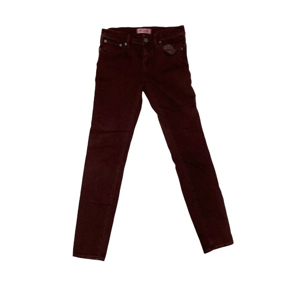 Madewell Skinny Skinny Burgandy Denim Jeans Size 25 Style # F3004 - Picture 2 of 10